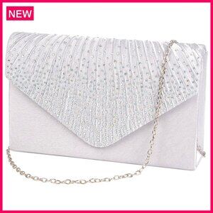 Satin Evening Clutch with Detachable Chain for Formal Events Wedding Prom